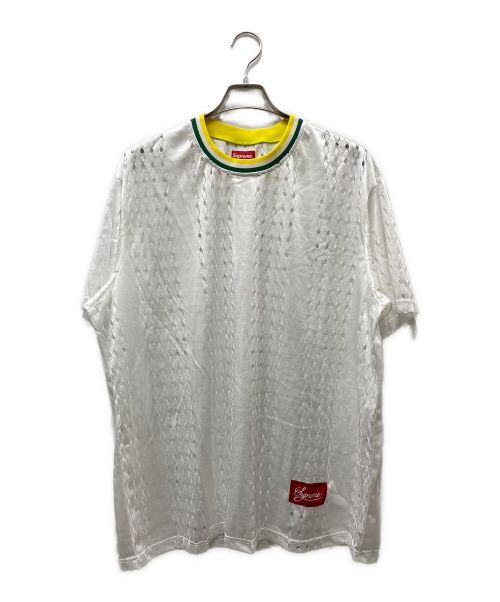 SUPREME（シュプリーム）SUPREME (シュプリーム) Perforated Stripe Warm Up Top ホワイト サイズ:Lの古着・服飾アイテム