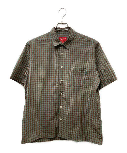 SUPREME（シュプリーム）Supreme (シュプリーム) ショートスリーブチェックシャツ ブラウン×グリーン サイズ:Mの古着・服飾アイテム