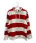 BURBERRY LONDON（バーバリー ロンドン）の古着「Red Zip Detail Striped Cotton Hoodie」｜ホワイト×レッド