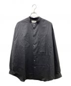 WELLDERウェルダー）の古着「BAND COLLAR ASYMMENTRY POCKET SHIRT」｜ブラック