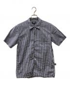 OLD STUSSYオールドステューシー）の古着「Gingham Check Open Collar Shirt」｜ネイビー×ホワイト