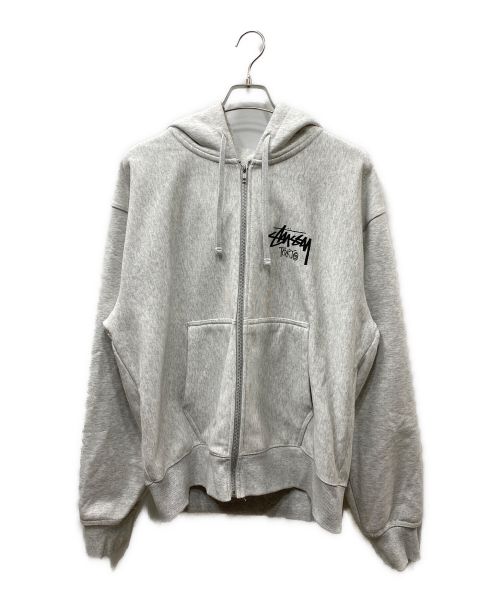 stussy（ステューシー）stussy (ステューシー) プリントジップパーカー グレー サイズ:Lの古着・服飾アイテム