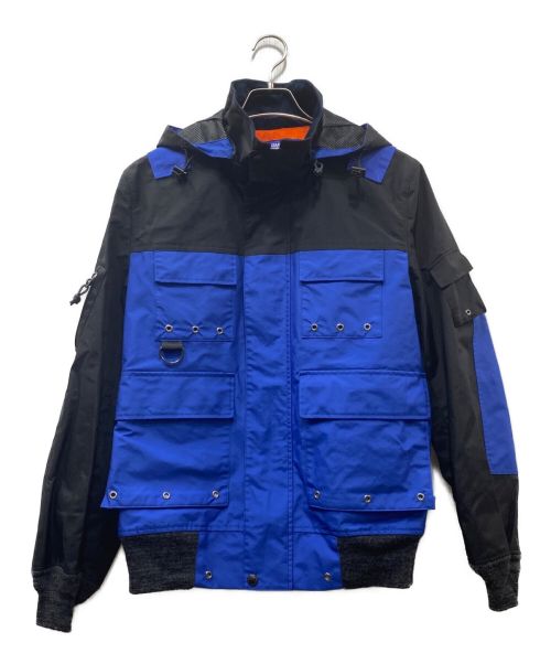 COMME des GARCONS JUNYA WATANABE MAN（コム デ ギャルソン ジュンヤ ワタナベ マン）COMME des GARCONS JUNYA WATANABE MAN (コム デ ギャルソン ジュンヤ ワタナベ マン) フレクターフーデットジャケット ブルー×ブラック サイズ:Mの古着・服飾アイテム