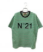 N°21ヌメロヴェントゥーノ）の古着「ボーダーTシャツ」｜ホワイト×グリーン