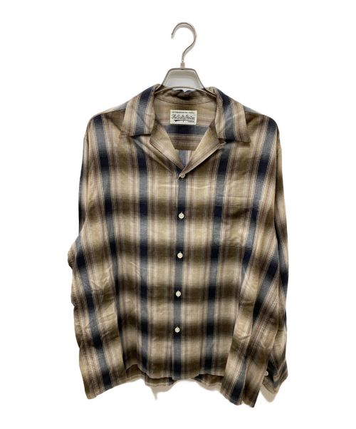 WACKO MARIA（ワコマリア）WACKO MARIA (ワコマリア) OMBRE CHECK OPEN COLLAR SHIRT L/S TYPE-4 ブラウン×ブラック サイズ:XLの古着・服飾アイテム