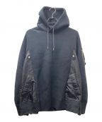 sacaiサカイ）の古着「Sponge SWEAT X NYLON TWILL Hoodie」｜ブラック