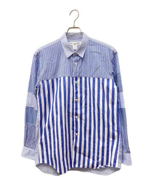 COMME des GARCONS SHIRT（コムデギャルソンシャツ）COMME des GARCONS SHIRT (コムデギャルソンシャツ) マルチストライプレギュラーシャツ ブルー×ホワイト サイズ:Mの古着・服飾アイテム