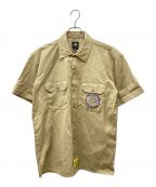 Dickies×BRAIN DEADディッキーズ×ブレインデッド）の古着「ショートスリーブワークシャツ」｜ベージュ