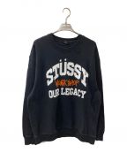 stussy×OUR LEGACYステューシー×アワーレガシー）の古着「COLLEGIATE CREW PIGMENT DYED NATURAL スウェット」｜ブラック