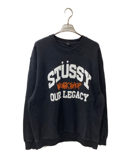 stussy（ステューシー）stussy (ステューシー) OUR LEGACY (アワーレガシー) COLLEGIATE CREW PIGMENT DYED NATURAL スウェット ブラック サイズ:XXLの古着・服飾アイテム