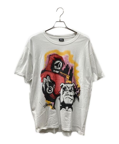 stussy（ステューシー）stussy (ステューシー) REAPER TEE プリントTEE ホワイト サイズ:Lの古着・服飾アイテム