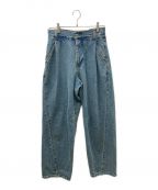 soerteソエルテ）の古着「Loose curve denim pants : straight denim pants ワイドデニムパンツ」｜ブルー