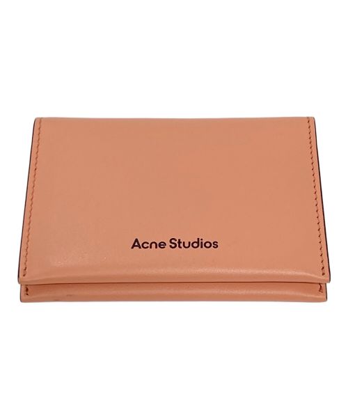 Acne studios（アクネ ストゥディオス）Acne studios (アクネ ストゥディオス) 折りたたみ式レザーウォレット カードケース 名刺ケース ピンクの古着・服飾アイテム