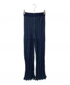 LE CIEL BLEUルシェルブルー）の古着「Random Stripe Knit Pants ニットパンツ」｜ネイビー×グリーン