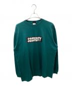 SOMECITYサムシティ）の古着「Logo Long Tee -PICK UP PLAYGROUND ロゴロングスリーブTシャツ」｜グリーン