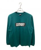 SOMECITYサムシティ）の古着「Logo Long Tee -PICK UP PLAYGROUND ロゴロングスリーブTシャツ」｜グリーン