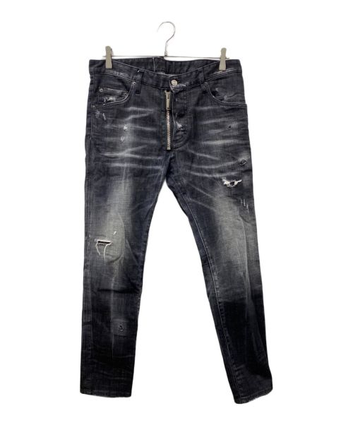 DSQUARED2（ディースクエアード）DSQUARED2 (ディースクエアード) SKATER JEAN ダメージ加工デニムパンツ ブラック サイズ:48の古着・服飾アイテム