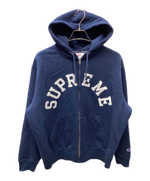 SUPREME（シュプリーム）Supreme (シュプリーム) Champion (チャンピオン) Zip Up Hooded Sweatshirt ネイビー サイズ:Mの古着・服飾アイテム