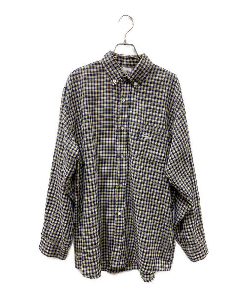 stussy（ステューシー）stussy (ステューシー) 90S チェックシャツ ネイビー×イエロー サイズ:XLの古着・服飾アイテム