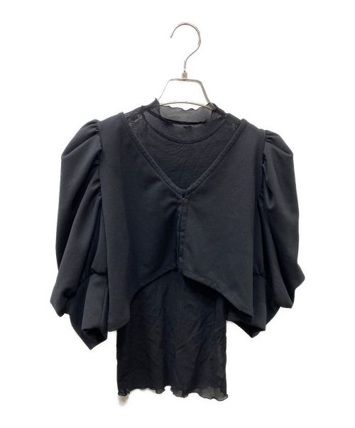 AMeLIE（アメリ）AMeLIE (アメリ) 3WAY VOLUME SLEEVE LAYERED TOP ブラック サイズ:FREEの古着・服飾アイテム