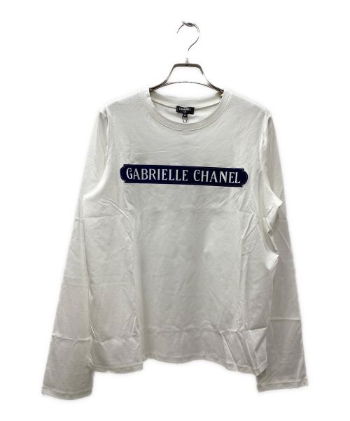 CHANEL（シャネル）CHANEL (シャネル) ガブリエルフロッキープリント カットソー ホワイト×ネイビー サイズ:SIZE 40の古着・服飾アイテム