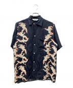 NIPOALOHA二ポアロハ）の古着「SILK SHORT SLEEVE ALOHA SHIRT 朱鷺シルクアロハシャツ」｜ブラック