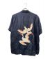 NIPOALOHA (二ポアロハ) SILK SHORT SLEEVE ALOHA SHIRT 朱鷺シルクアロハシャツ ブラック サイズ:４：7000円