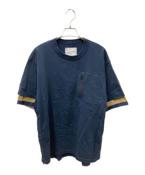 sacai（サカイ）sacai (サカイ) ファブリックコンボTシャツ ネイビー×カーキ サイズ:2の古着・服飾アイテム