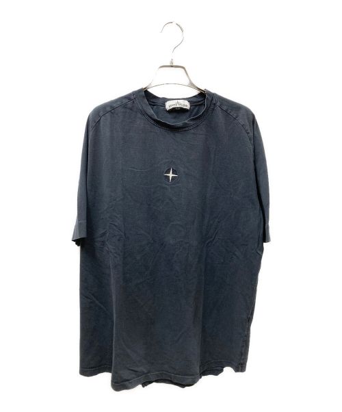 STONE ISLAND（ストーンアイランド）STONE ISLAND (ストーンアイランド) ロゴ刺繍Tシャツ ブラック×ホワイト サイズ:Lの古着・服飾アイテム