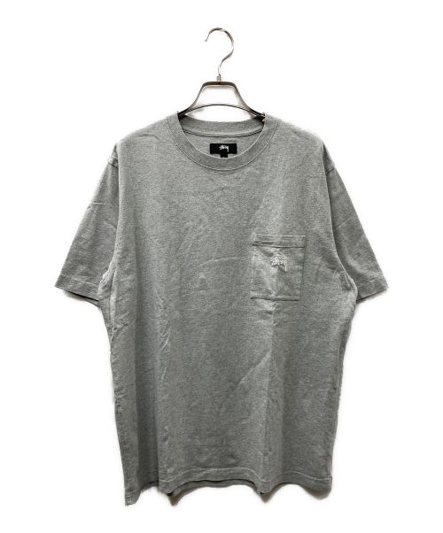 stussy（ステューシー）stussy (ステューシー) ロゴ刺繍Tシャツ グレー サイズ:Lの古着・服飾アイテム