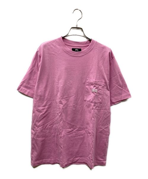 stussy（ステューシー）stussy (ステューシー) ポケットロゴ刺繍Tシャツ ピンク サイズ:Mの古着・服飾アイテム