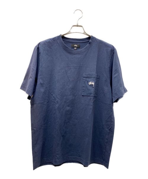 stussy（ステューシー）stussy (ステューシー) ポケットロゴ刺繍Tシャツ ネイビー サイズ:Lの古着・服飾アイテム