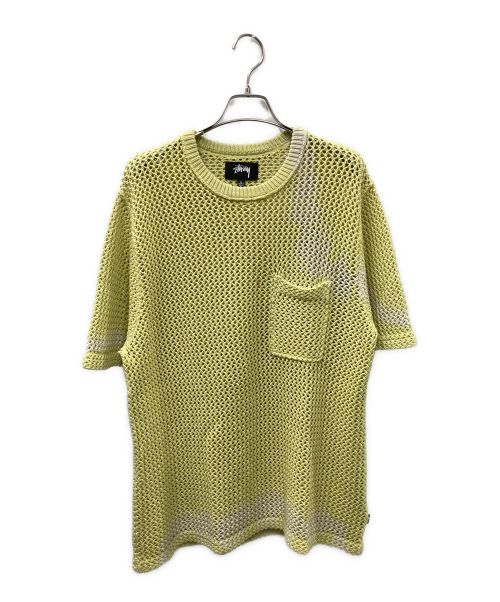 stussy（ステューシー）stussy (ステューシー) クロシェカットソー グリーン×ベージュ サイズ:Lの古着・服飾アイテム