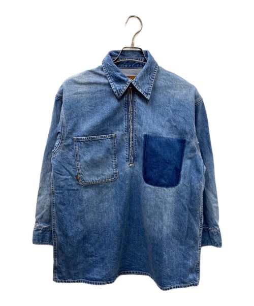 Spick and Span（スピックアンドスパン）Spick and Span (スピックアンドスパン) 51/2 HALFZIP DENIM SHIRT ブルー サイズ:FREEの古着・服飾アイテム