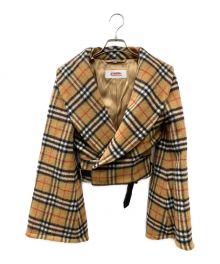 Vivienne Westwood×BURBERRY（ヴィヴィアンウエストウッド×バーバリー）の古着「別注ノバチェック柄ウールジャケット」｜ブラウン