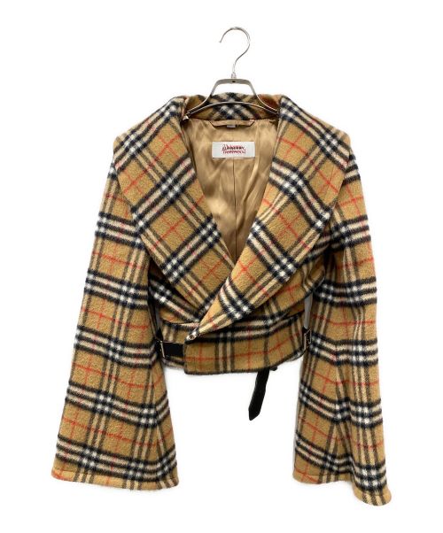 Vivienne Westwood（ヴィヴィアンウエストウッド）Vivienne Westwood (ヴィヴィアンウエストウッド) BURBERRY (バーバリー) 別注ノバチェック柄ウールジャケット ブラウン サイズ:UK4の古着・服飾アイテム