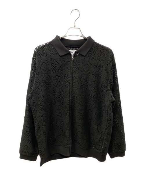 PALACE（パレス）PALACE (パレス) Crochet Zip Longsleeve Polo ブラック サイズ:XLの古着・服飾アイテム