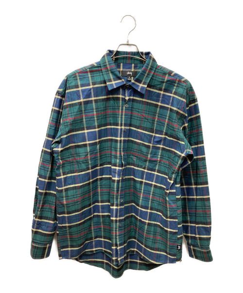 stussy（ステューシー）stussy (ステューシー) チェックシャツ グリーン×ネイビー サイズ:Mの古着・服飾アイテム