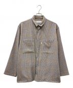 Graphpaperグラフペーパー）の古着「Glencheck Wool L/S Box Shirt」｜ブラック×ベージュ