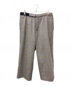 Graphpaperグラフペーパー）の古着「GLENCHECK WOOL WIDE COOK PANTS」｜ブラック×ベージュ