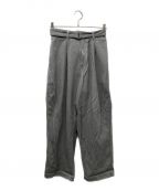 Graphpaperグラフペーパー）の古着「HARD TWILL BELTED PANTS ワイドパンツ」｜グレー