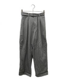 Graphpaper（グラフペーパー）の古着「HARD TWILL BELTED PANTS ワイドパンツ」｜グレー