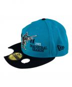 New Era×OFFWHITEニューエラ×オフホワイト）の古着「MLB MIAMI MARLINS CAP キャップ」｜ブラック×ブルー