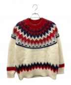 BATONERバトナ―）の古着「MOHAIR NORDIC CREWNECK」｜レッド×アイボリー