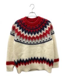 BATONER（バトナ―）の古着「MOHAIR NORDIC CREWNECK」｜レッド×アイボリー