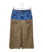 MAISON SPECIALメゾンスペシャル）の古着「24AW Tweed Layered Box Pleated Skirt」｜ブルー×ブラウン