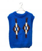 oll kyotoオール キョウト）の古着「ORTEGA MOTIF HAND KNIT VEST」｜ブルー