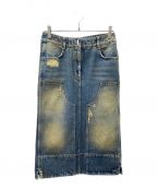 GIVENCHYジバンシィ）の古着「Distressed-Effect A-Line Midi Skirt デニムスカート」｜インディゴ