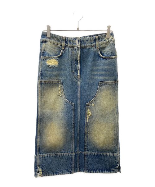 GIVENCHY（ジバンシィ）GIVENCHY (ジバンシィ) Distressed-Effect A-Line Midi Skirt デニムスカート インディゴ サイズ:36の古着・服飾アイテム