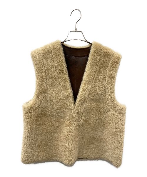 R'IAM（リアム）R'IAM (リアム) フェイクムートン Vest ベージュ×ブラウン サイズ:38の古着・服飾アイテム